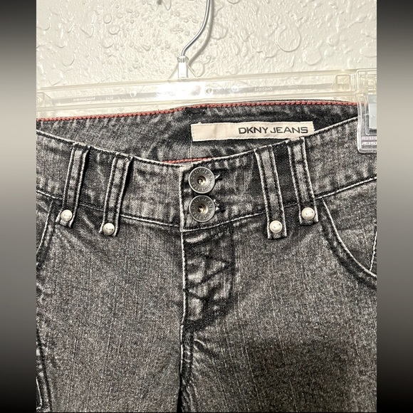 NWT Y2K DKNY Jeans Womens Sz 27 Black Skinny Acid Washed Denim Ankle Zip LowRise - Picture 6 of 12